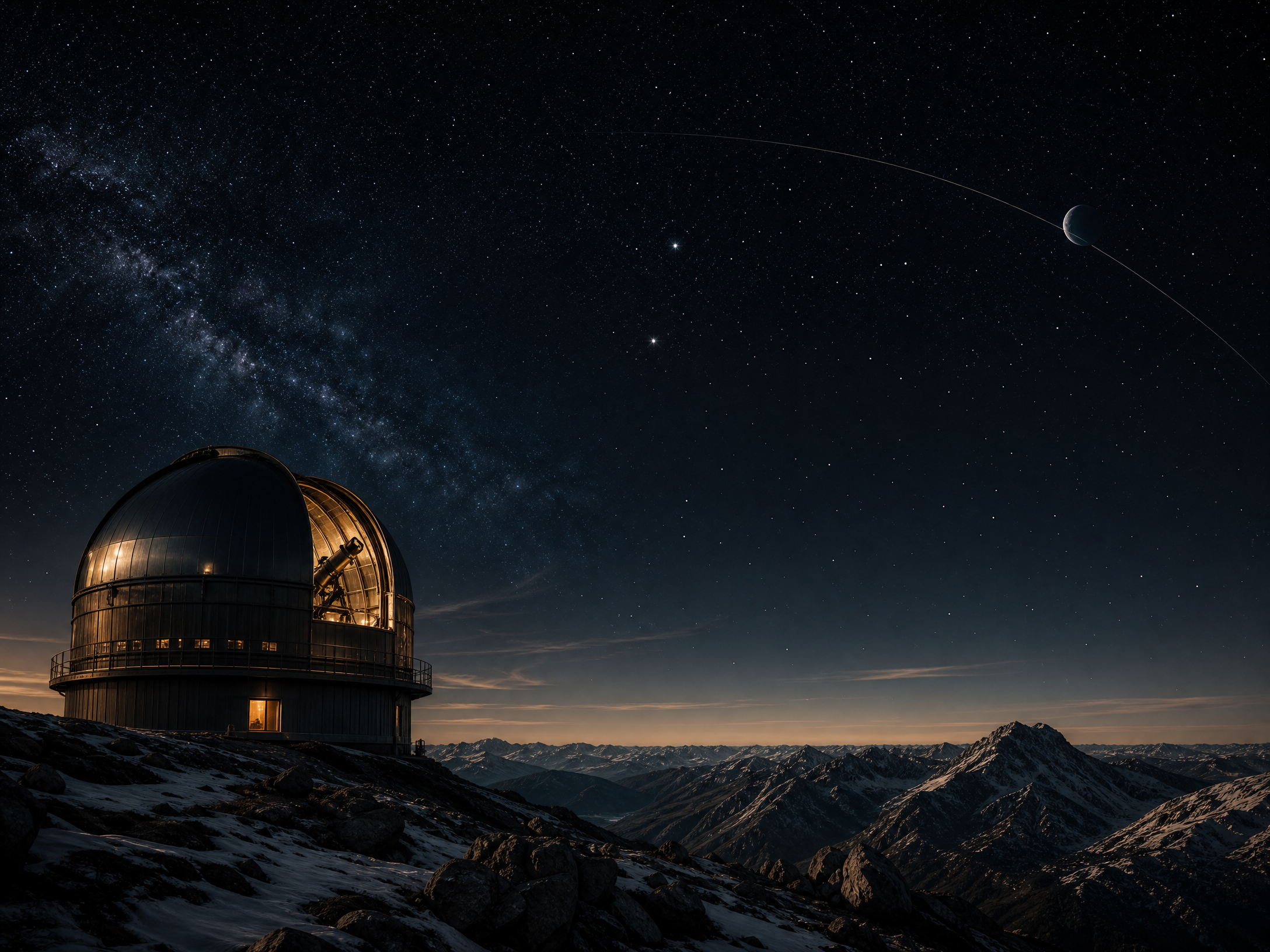An observatory beneath a star field